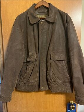 Vintage Wilsons Leather Brown Suede & Olive Lined Men's Jacket